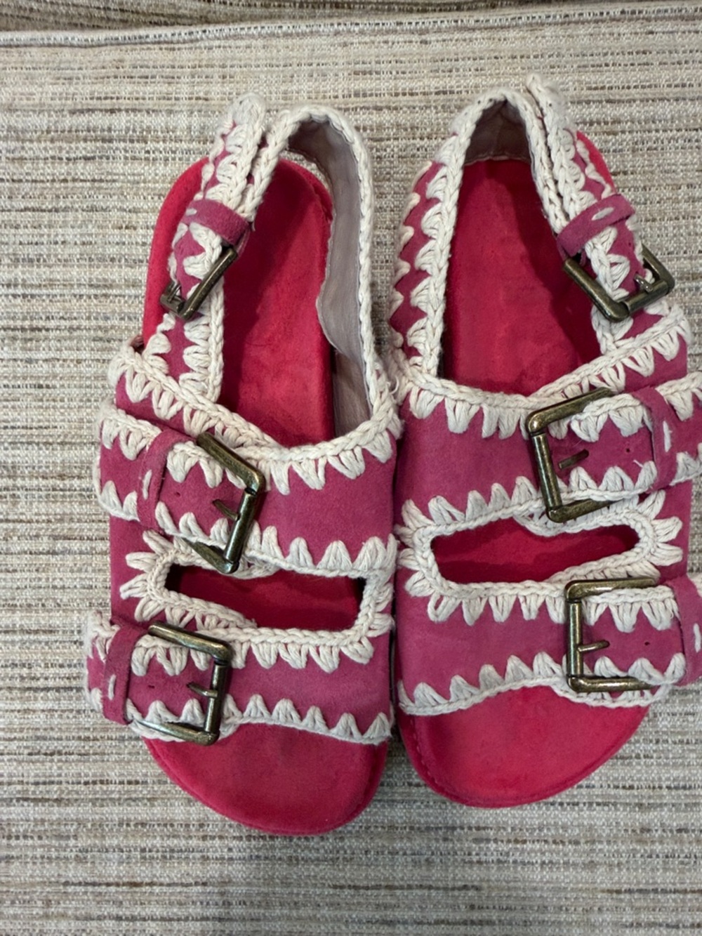 Mou Pink Suede Buckle Sandals Sz 39 - Picture 2 of 12